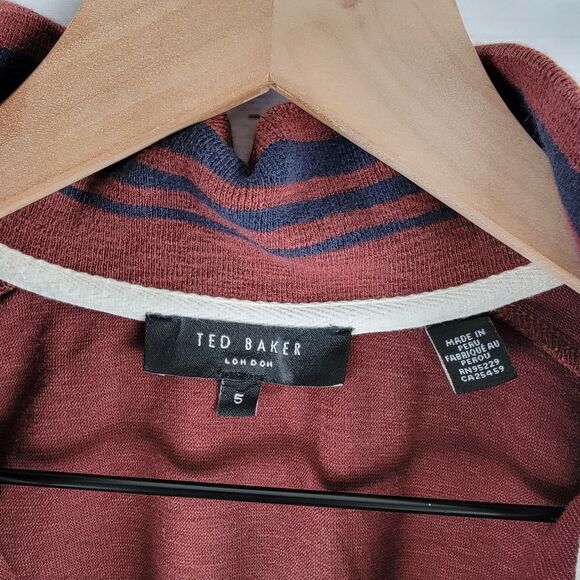 Ted Baker London Mens Size 5 Berks Quarter Zip Pullover Stand Collar Maroon Golf - Picture 6 of 8